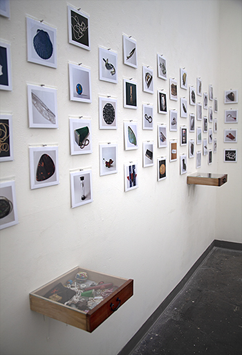 Photo of a section of the Artspace gallery installation of this work.